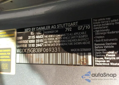 2011 Mercedes-Benz E 350 z USA, uszkodzony, nr VIN WDDKJ5GB3BF069331